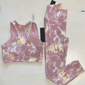 Mono B brand leggings and bra set. Really pretty Mauve and yellow.